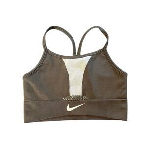Nike Women's Grey  and White Sports Top Size Small